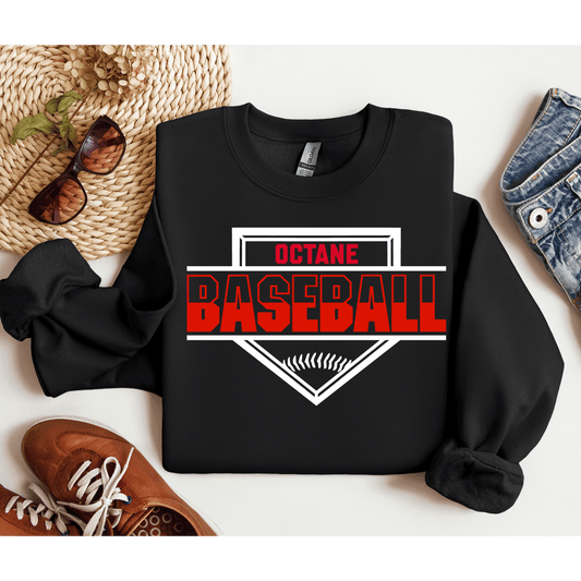 Octane Baseball Crewneck Gildan Black Home Plate Design