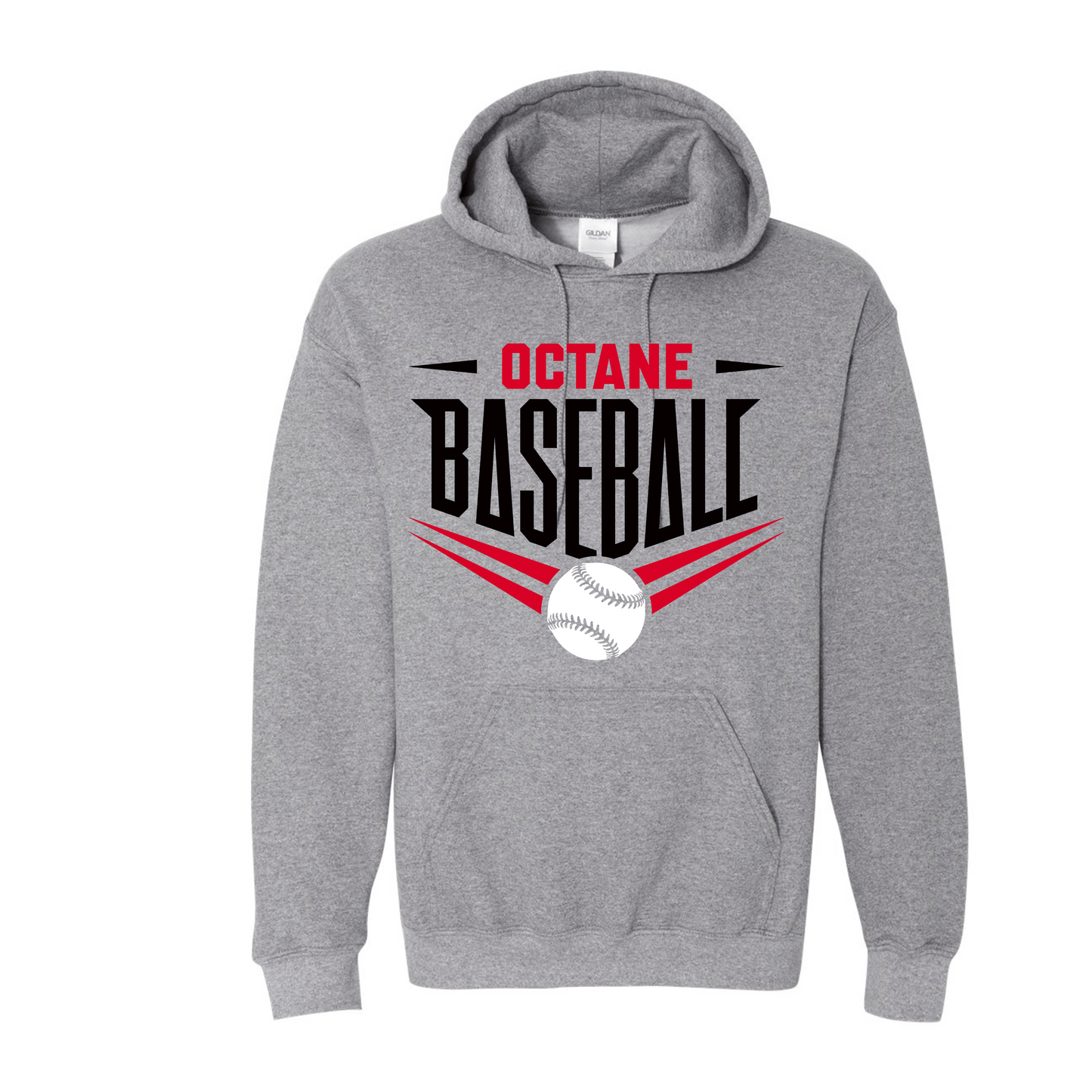 Octane Baseball Crewneck Gildan Graphite Gray Hoodie Slanted Design