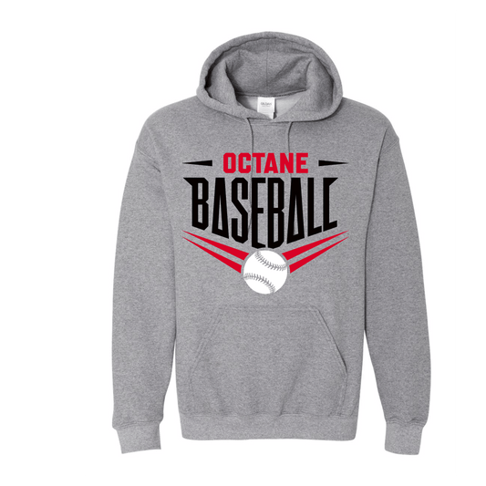 Octane Baseball Crewneck Gildan Graphite Gray Hoodie Slanted Design