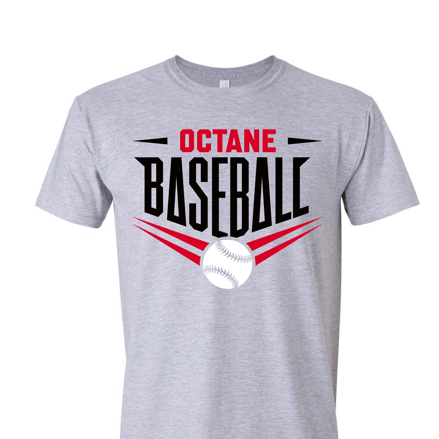 Octane Baseball  Gildan Soft Style T-Shirt  Ash Gray Unisex Slanted Design