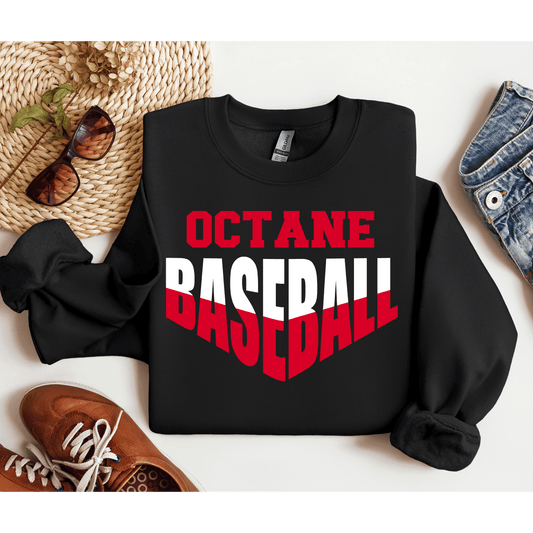 Octane Baseball Crewneck Gildan Black Unisex V Design