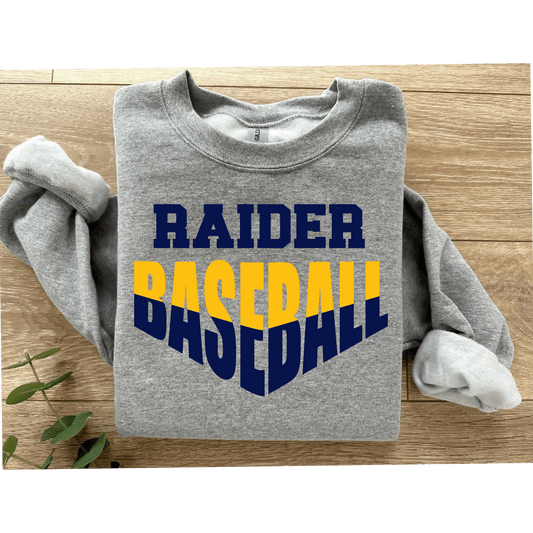 Gildan Sport Grey Crewneck Raider Baseball V Design