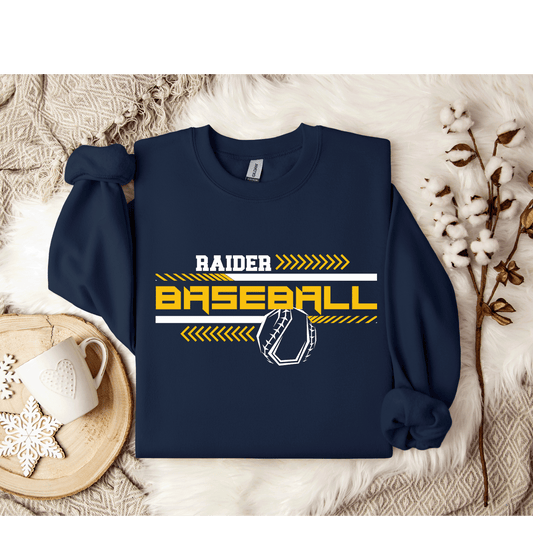 Gildan Navy Crewneck Raider Baseball Line Design