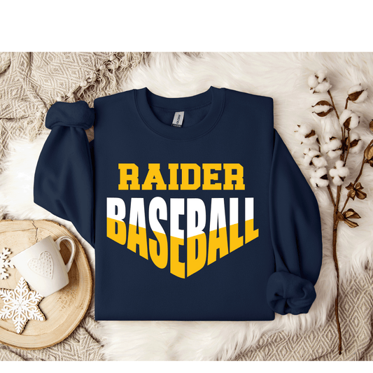 Gildan Navy Crewneck Raider Baseball V Design