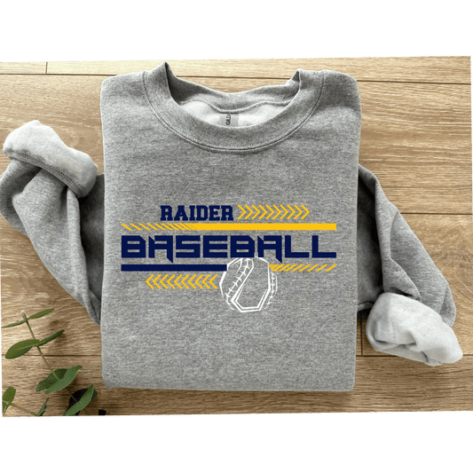 Gildan Sport Gray Crewneck Raider Baseball Line Design