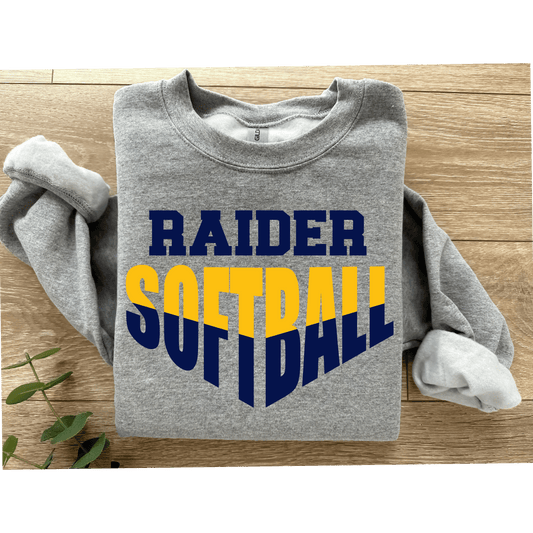 Raider Softball Gildan Sport Gray Unisex Crewneck V Design