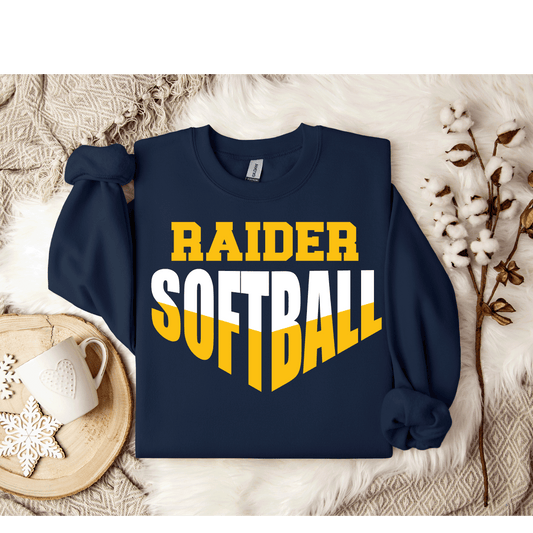 Raider Softball Gildan Navy Unisex Crewneck V Design