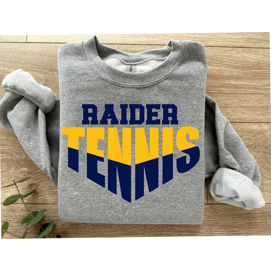 Raider Tennis  Gildan Sport Gray Unisex Crewneck V Design