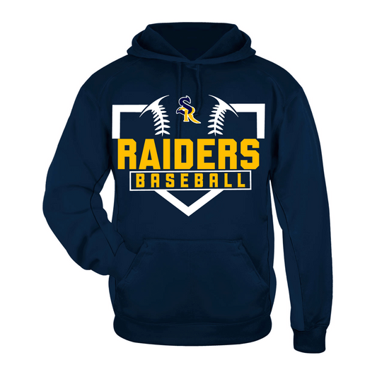 Adult Badger Sport Moisture Management Hoodie Navy Raiders Home Plate