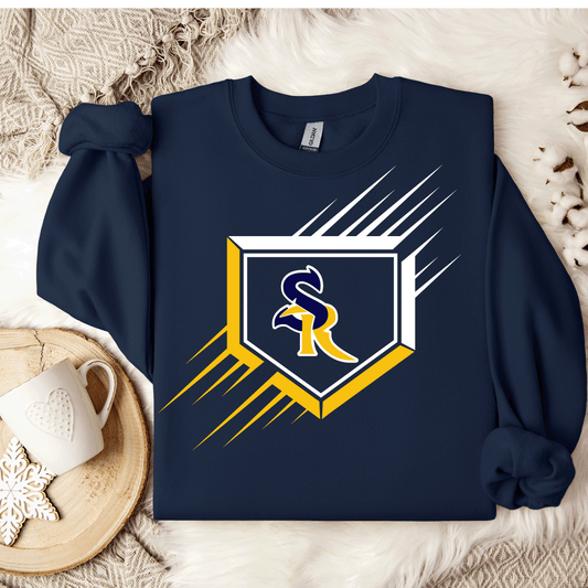 Gildan Navy Crewneck SR Raider Home plate