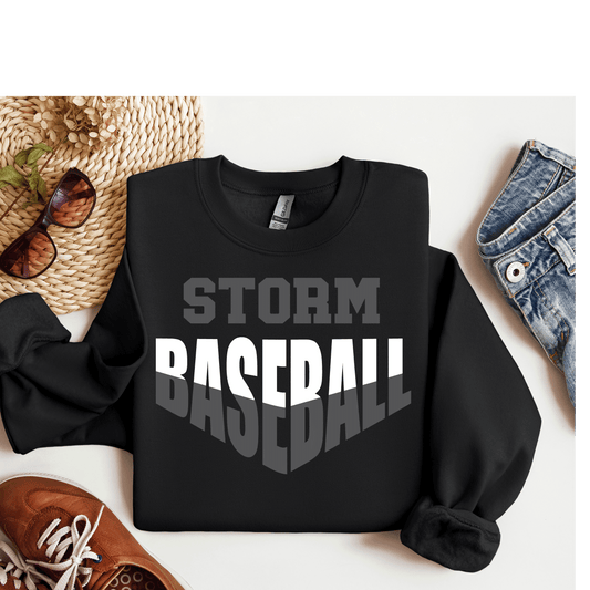 Storm Baseball Crewneck Gildan Black V Design