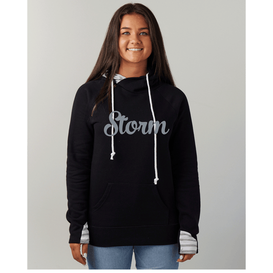 Ladies Enza Stripe Double Hood Pullover Storm Baseball Script (Suggested to size up 1)