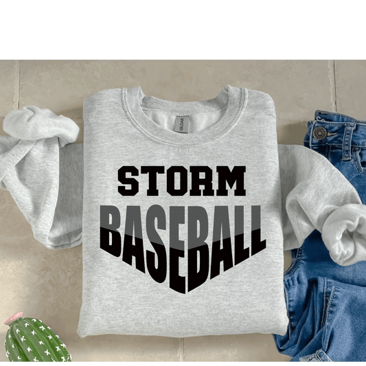 Storm Baseball Crewneck Gildan Ash Gray V Design