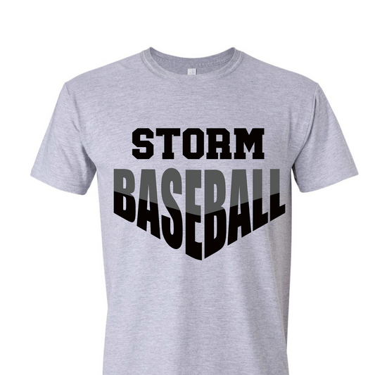 Storm Baseball  Gildan Soft Style T-Shirt  Ash Gray Unisex V Design