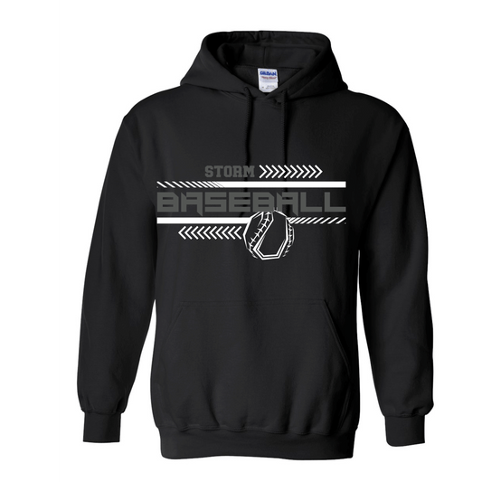 Storm Baseball Crewneck Gildan Black Hoodie Dash Line Design