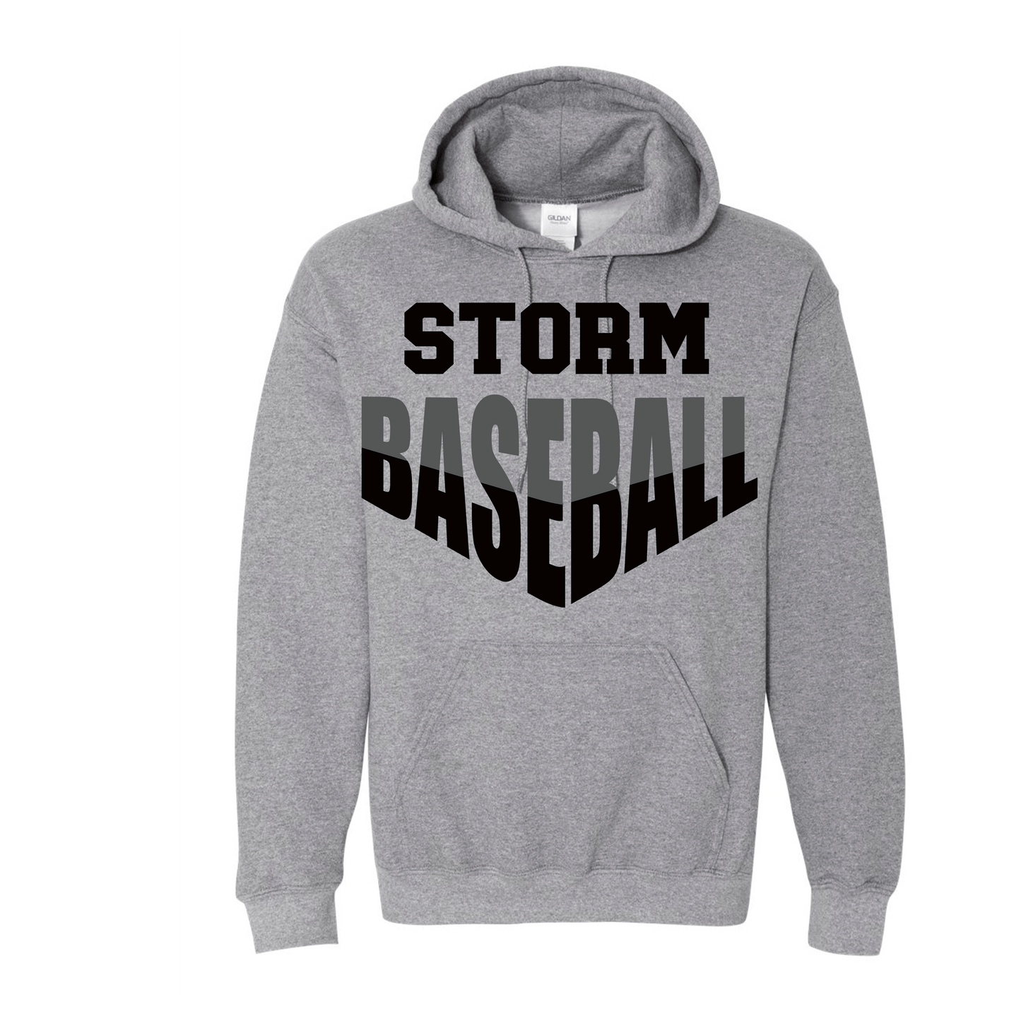 Storm Baseball Crewneck Gildan Gray Hoodie Slanted Design