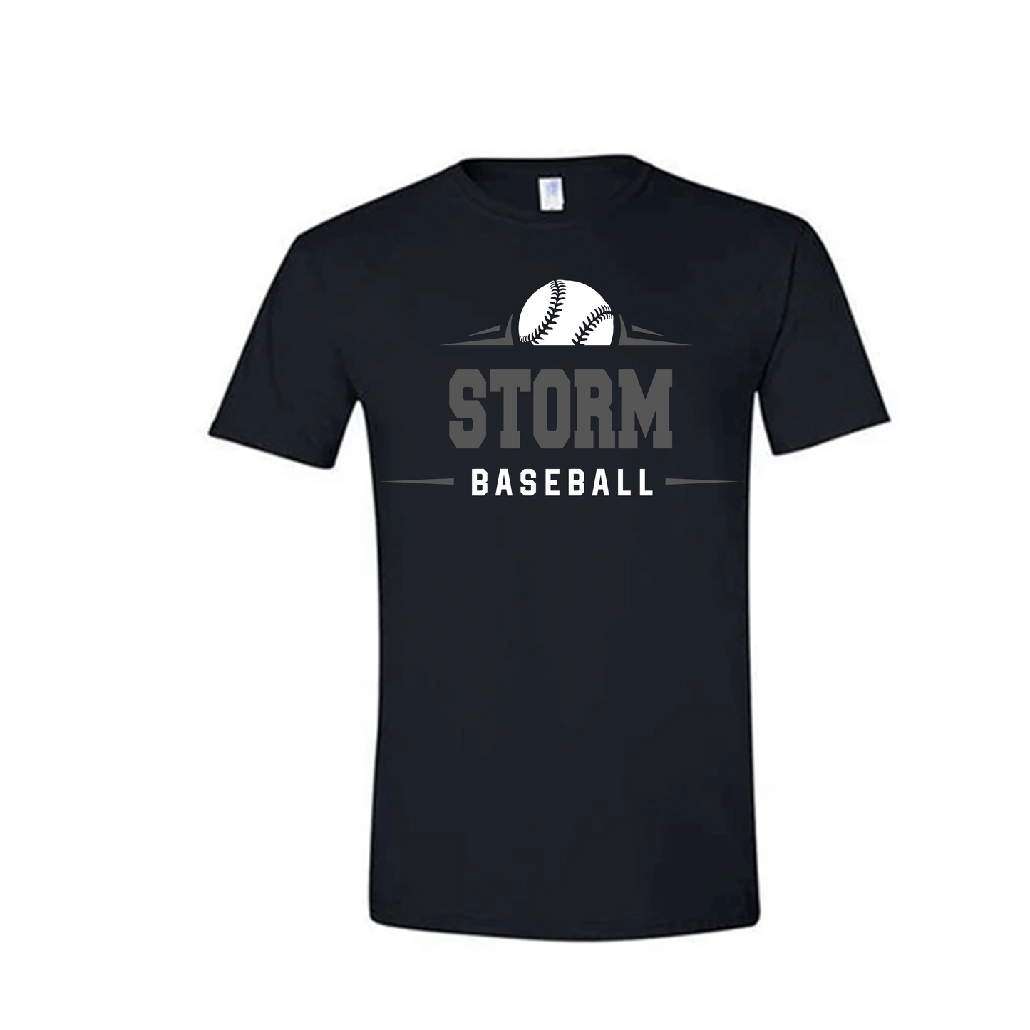 Storm Baseball  Gildan Soft Style T-Shirt Black  Unisex Line Design