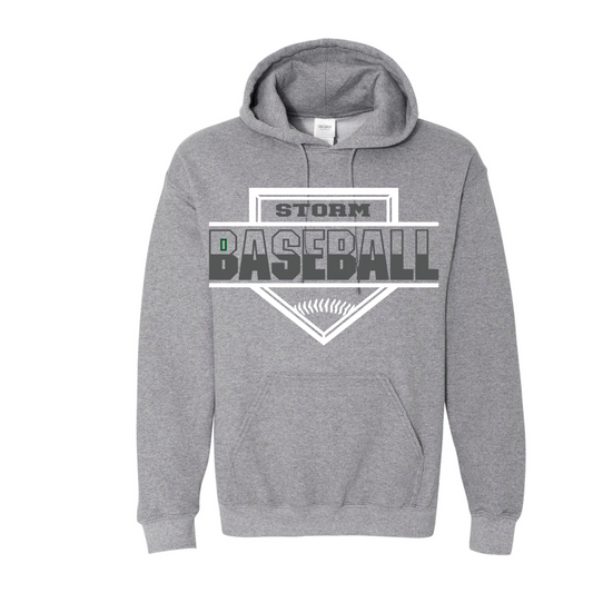 Storm Baseball Crewneck Gildan Gray Hoodie Home Plate Design