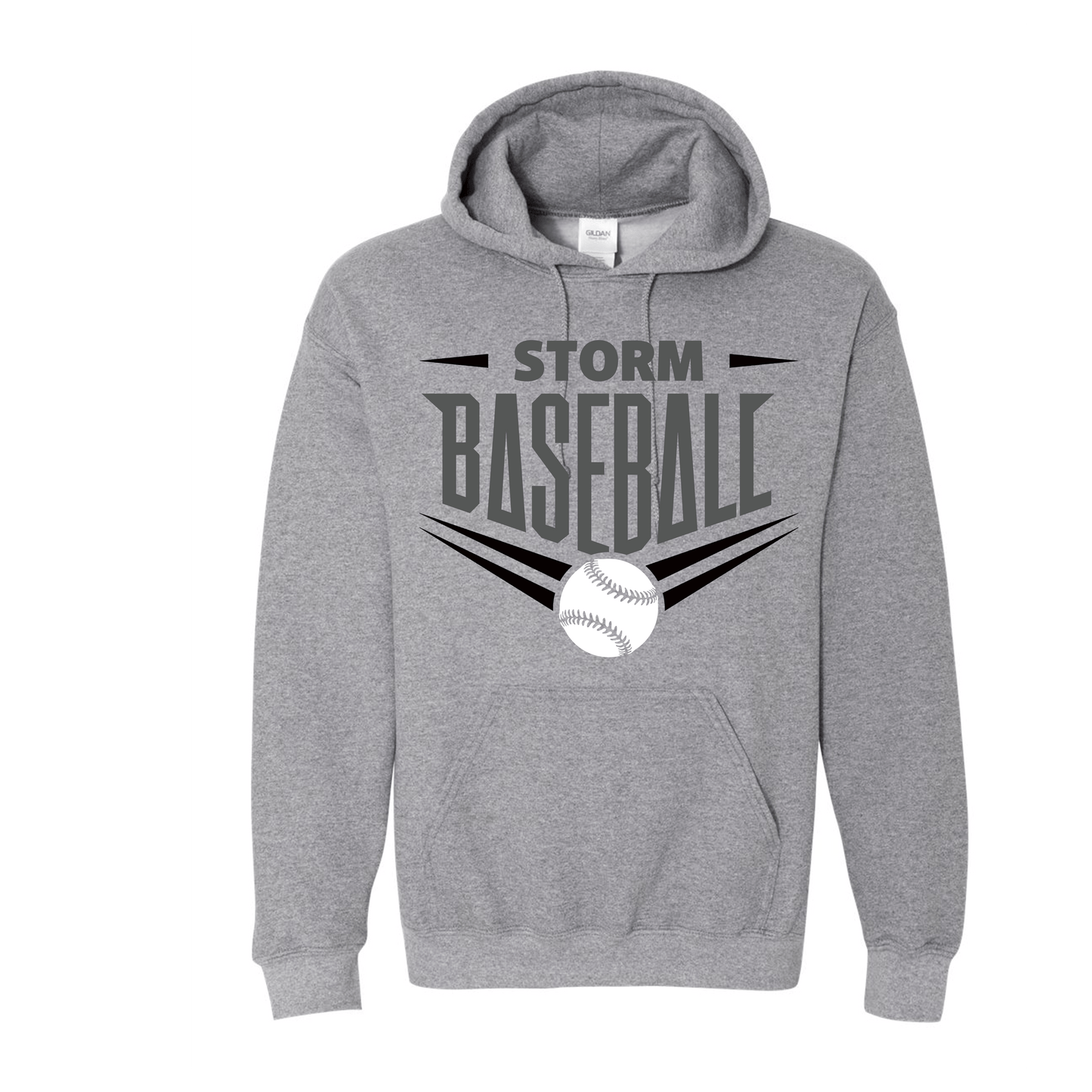 Storm Baseball Crewneck Gildan Gray Hoodie Slanted Design