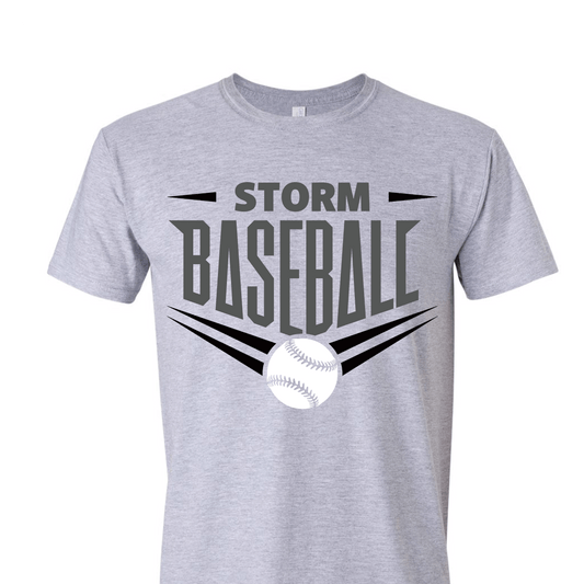 Storm Baseball  Gildan Soft Style T-Shirt  Ash Gray Unisex Slanted Design