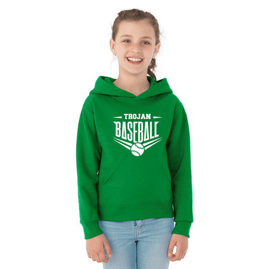 Youth Jerzee Hoodie Sweathshirt Kelly Green White Slanted Design