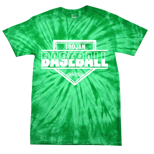 Youth Colortone Spider Tie Dye Tee Trojans Home Plate