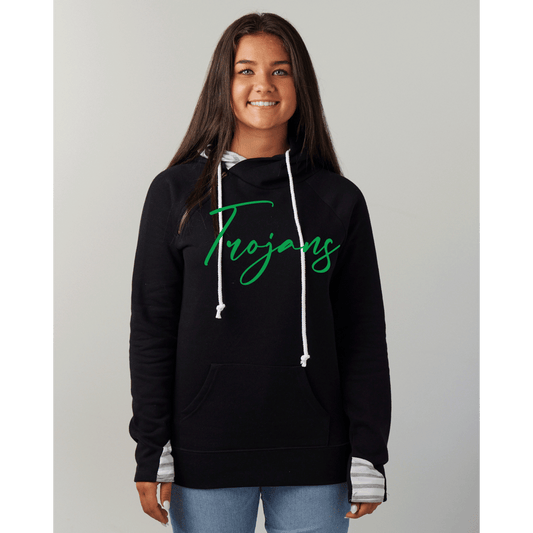 Ladies Varsity Double Hood Trojans Pullover (Suggested to Size up 1)