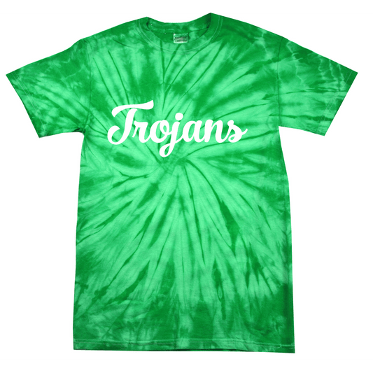 Youth Colortone Spider Tie Dye Tee Trojans Baseball Script