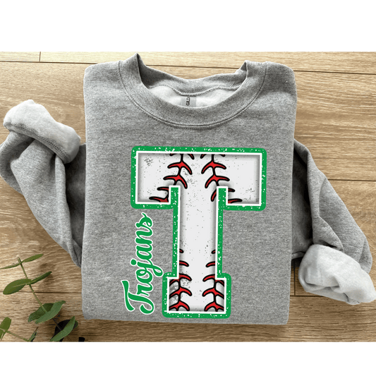 Adult Unisex Gildan Sport Grey Trojan Baseball T