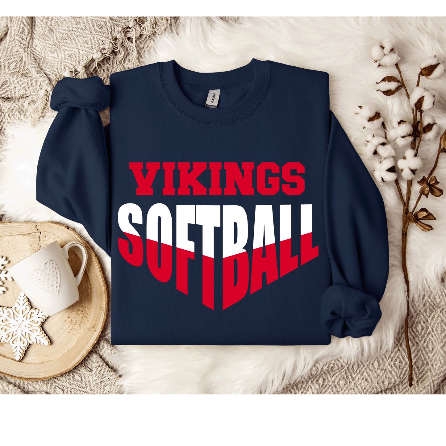 Unisex Vikings Softball Gildan Navy V Design